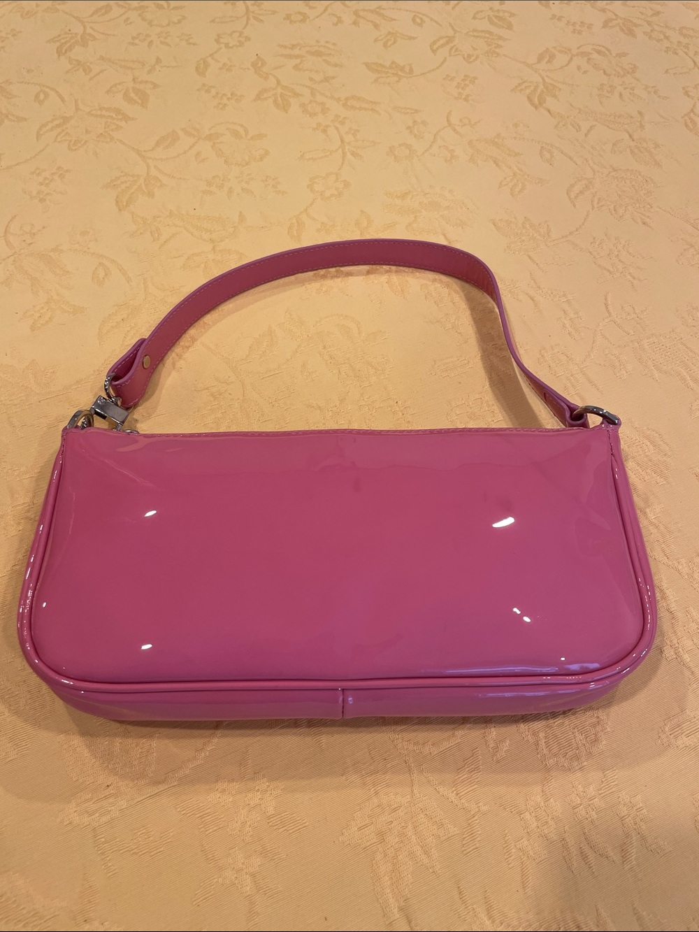 BY FAR Hot Pink Patent Shoulder Clutch Pochette